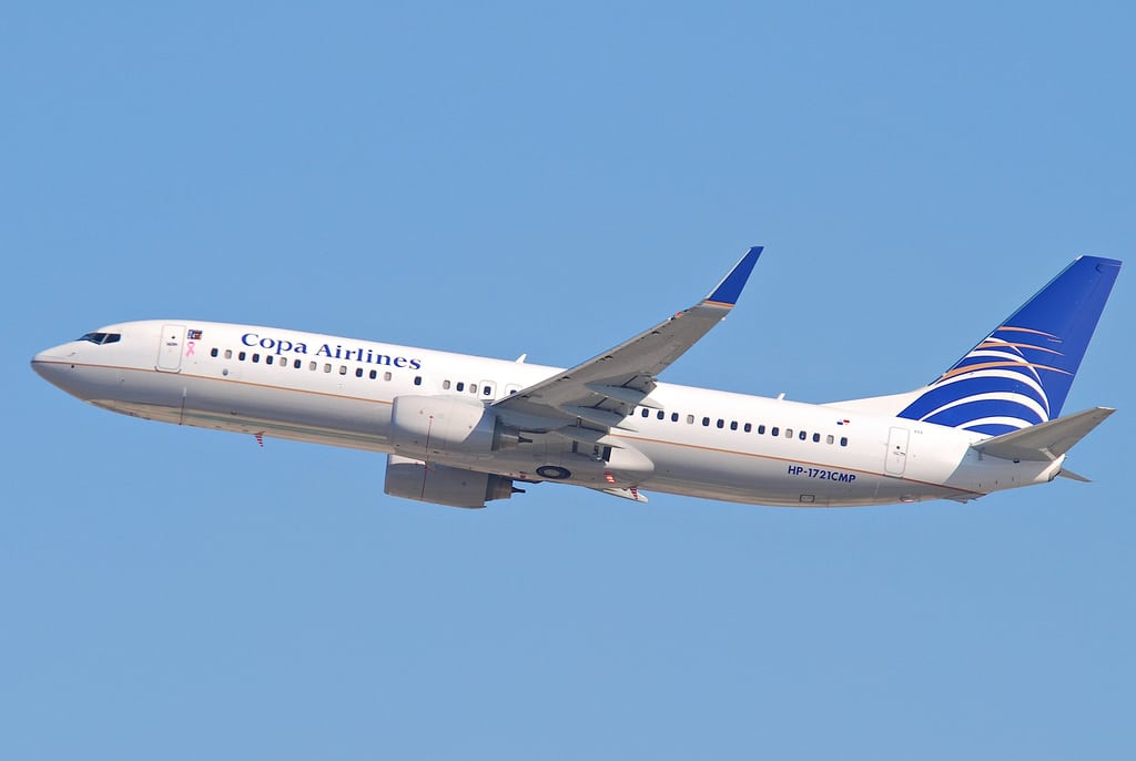 A Copa Air plane leaving Los Angeles International Airport. 