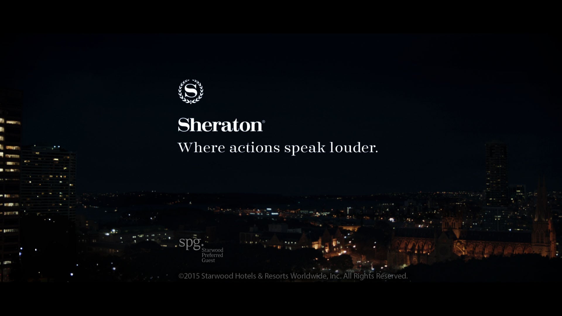 A shot from Sheraton's TV spot to promote its "Where Actions Speak Louder" campaign. 
