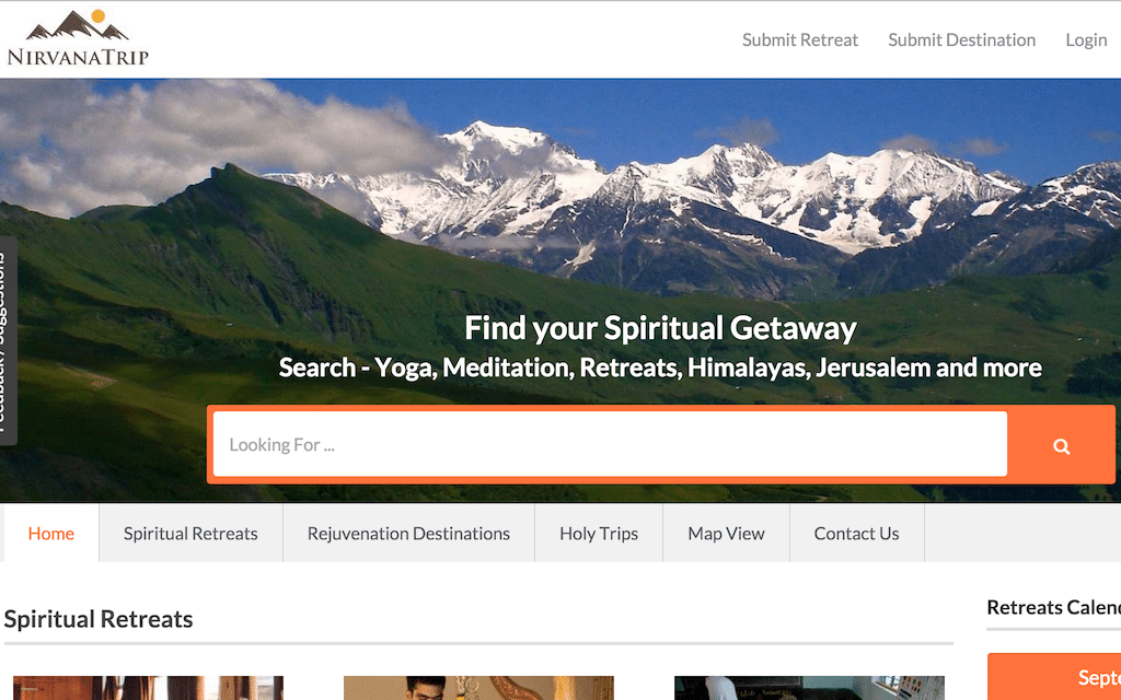 NirvanaTrip is a booking site for spiritual and yoga retreats.