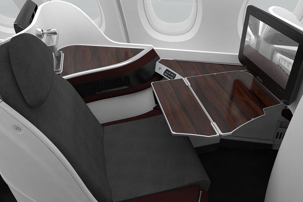 A business class seat from Zodiac Rival B/E Aerospace. 
