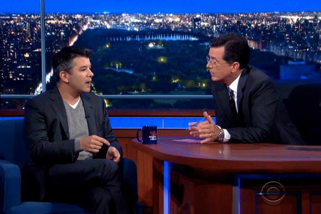 Uber CEO Travis Kalanick appeared on The Late Show with Stephen Colbert on September 10, 2015.