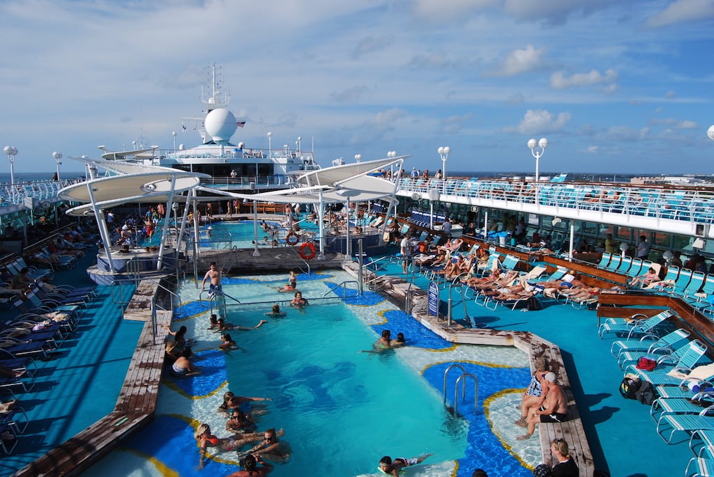 Cruisers relax on a Royal Caribbean vessel.