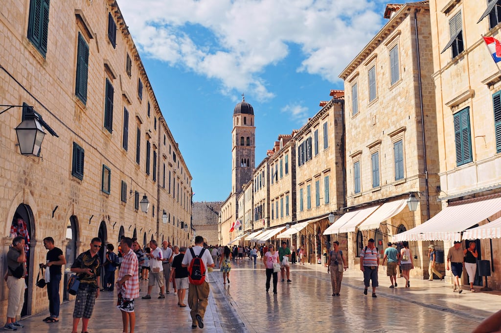 Tourists on the streets of Dubrovnik, Croatia.