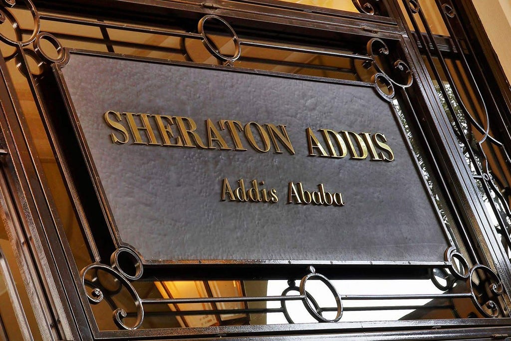 Entrance to the Sheraton Addis in Addis Ababa, Ethiopia. 