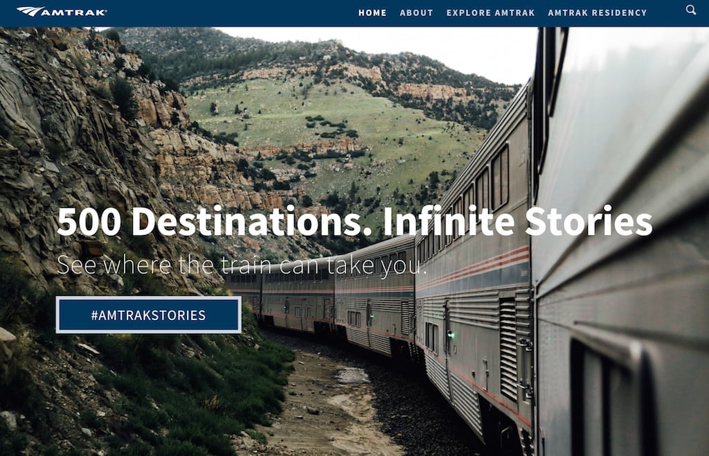 The landing page for the newly refreshed Amtrak blog.