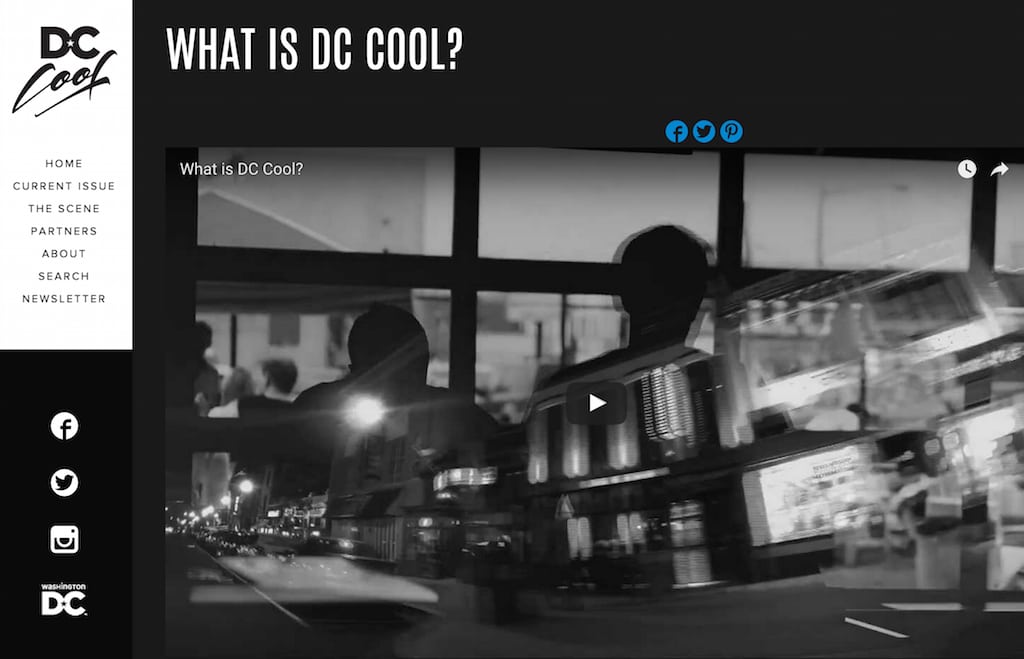 DC Cool's "About" landing page includes the original launch video, which defined the campaign's visual delivery from the start.