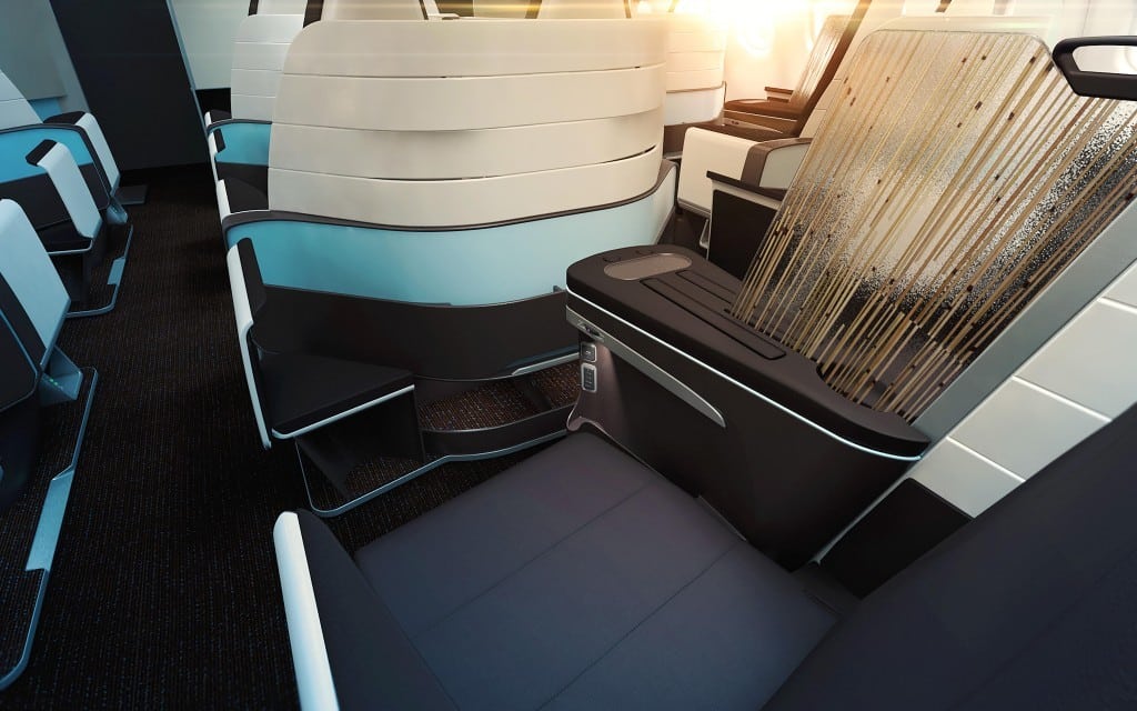 Hawaiian Airlines' New Premium cabin featuring seats by Italian aircraft seating company Optimares and designed by Paul Wylde design.