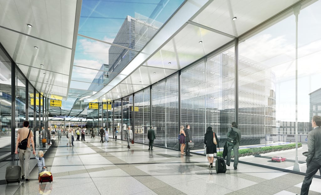 Heathrow Airport was selected as best service airport by size and region in Europe ACQ passenger survey responders. Rendering of connector bridge at Heathrow's proposed new Central Terminal.