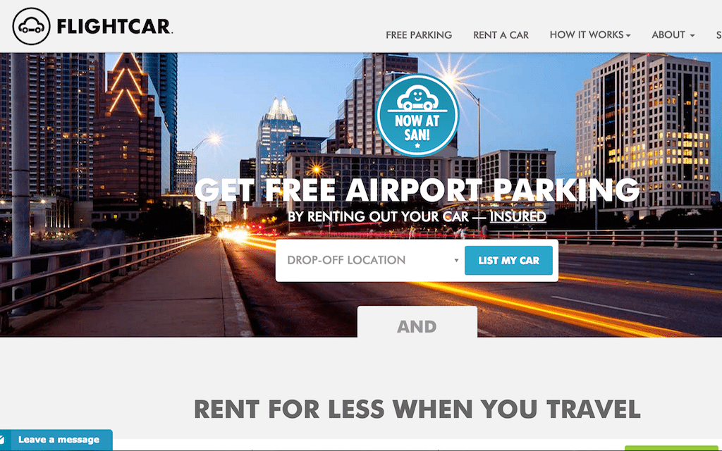 FlightCar allows travelers to park at an airport to rent out their cars to other travelers.