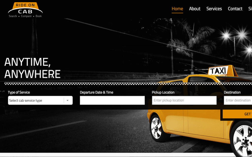 RideOnCab is a cab booking site.