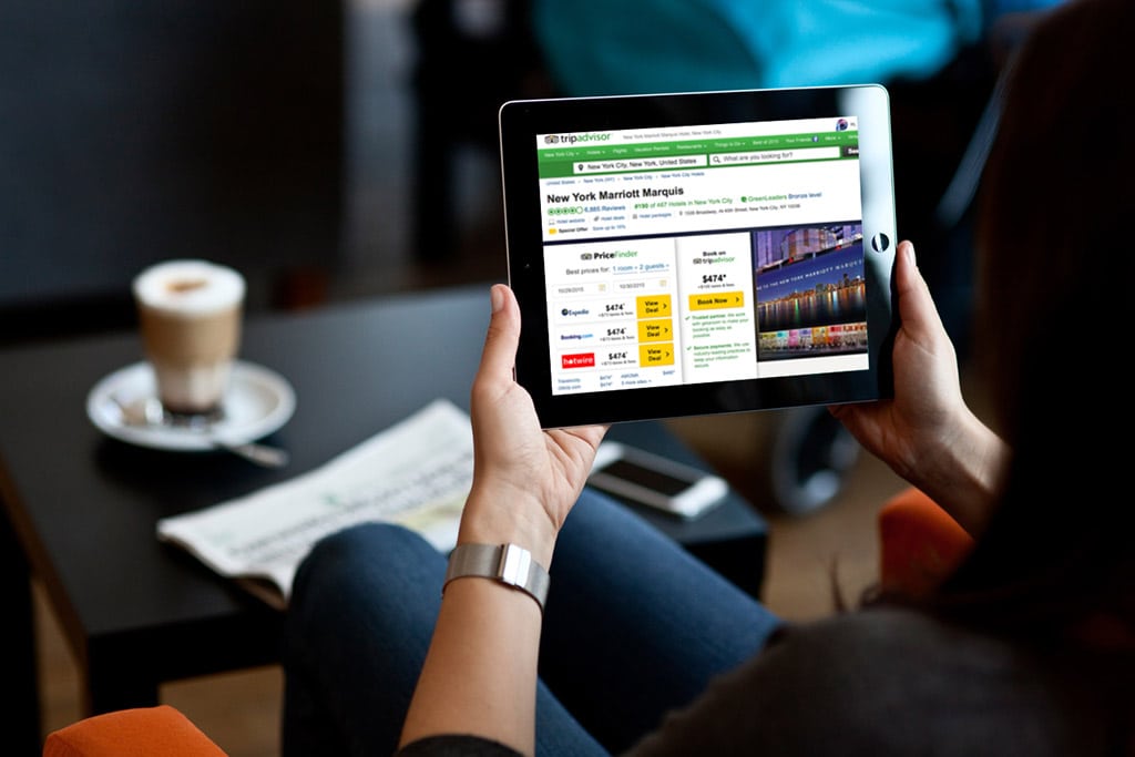 TripAdvisor's metasearch and Instant Booking features are shown above.