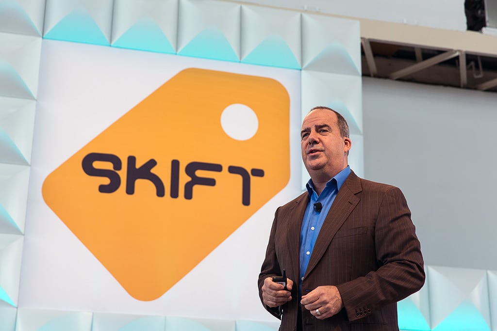 Matthew Upchurch speaking at the Skift Global Forum in Brooklyn, New York on October 14, 2015. 