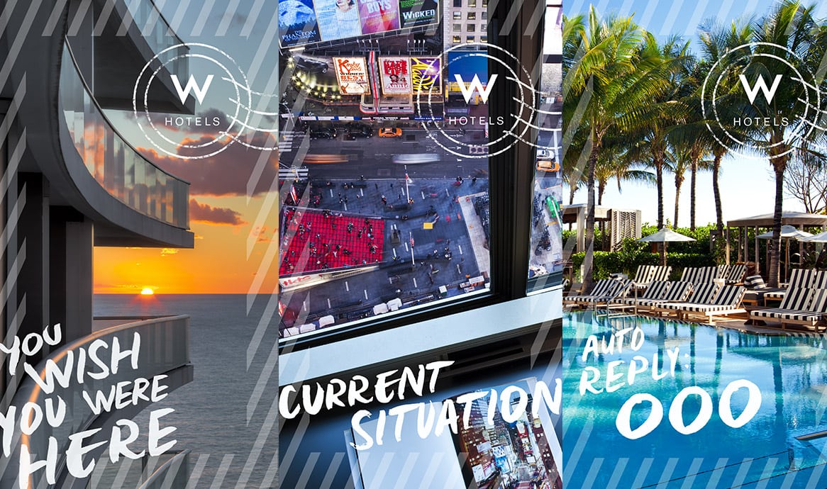 Three sample filters for W Hotels' new initiative for the app. 