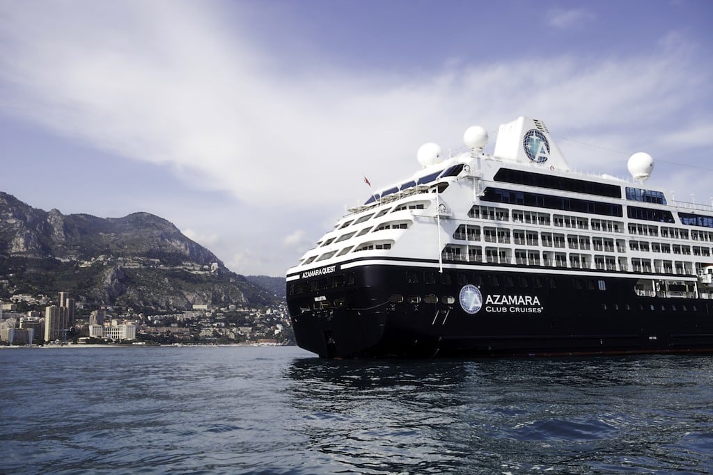 Azamara Quest floating off the shore of Monte Carlo.