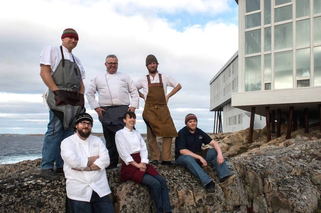 Local chefs gather next to Fogo Island Inn in Newfoundland, Canada. 
