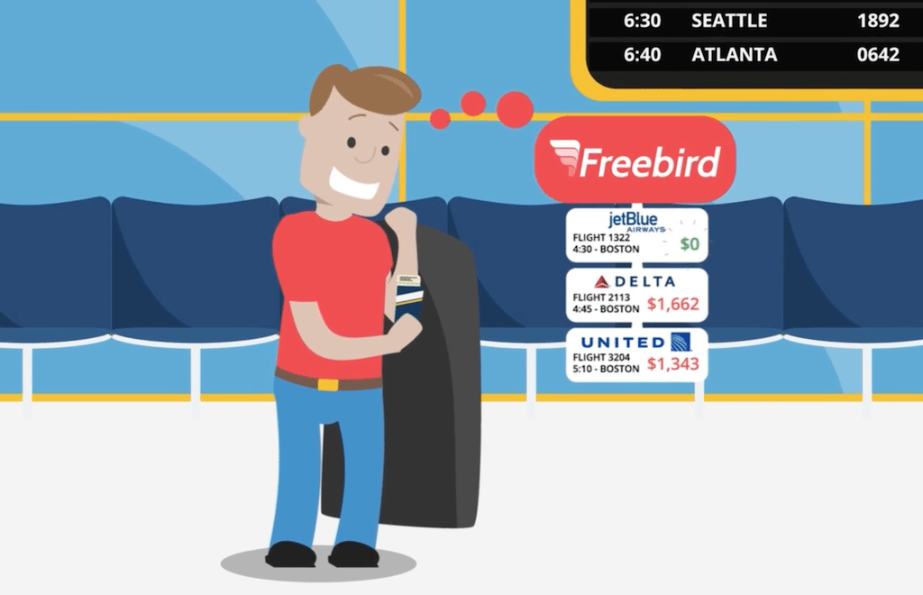Freebird helps travelers book a new flight if another flight is cancelled or delayed.