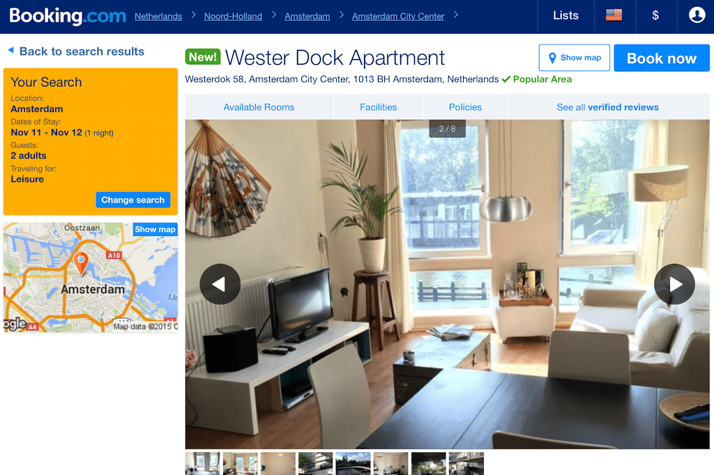 The Wester Dock Apartment in Amsterdam is one of 21 million rooms offered on Booking.com.