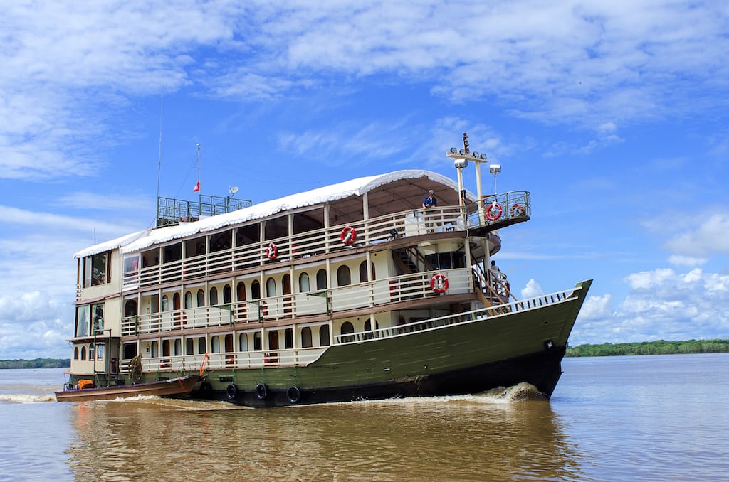G Adventures' river boat for small group tours on the Amazon River in Peru. 