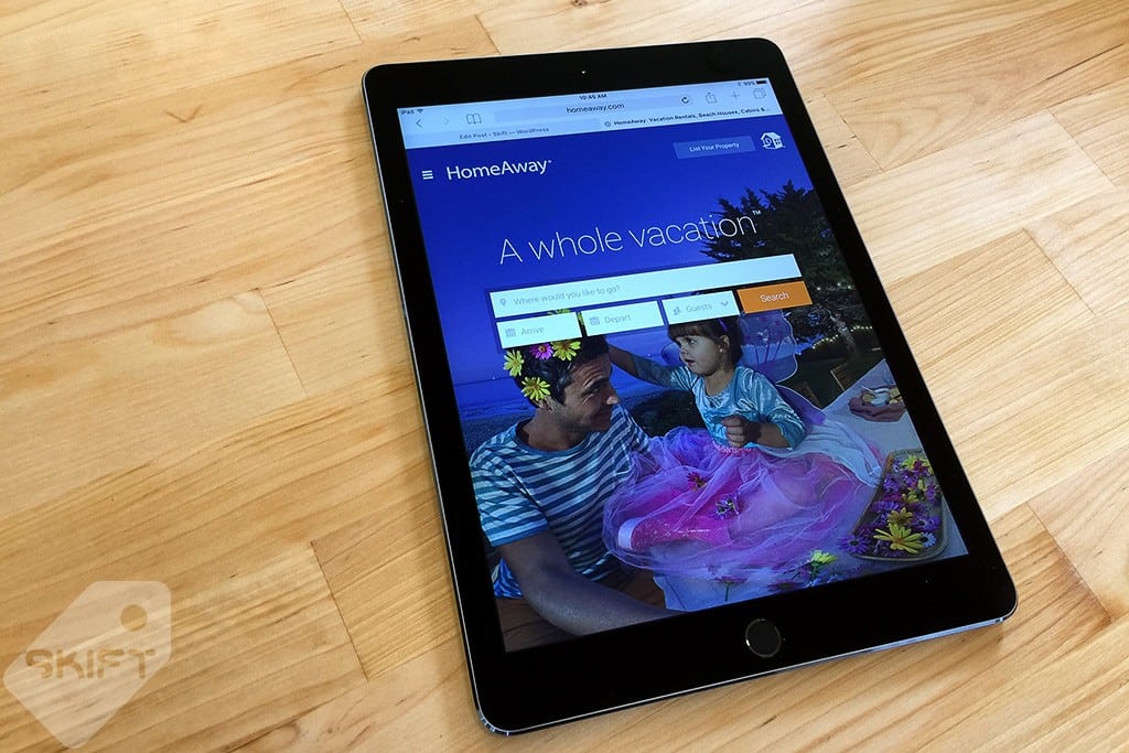 HomeAway's website on a tablet. Expedia is now giving it more space to have diverse kinds of listings. 