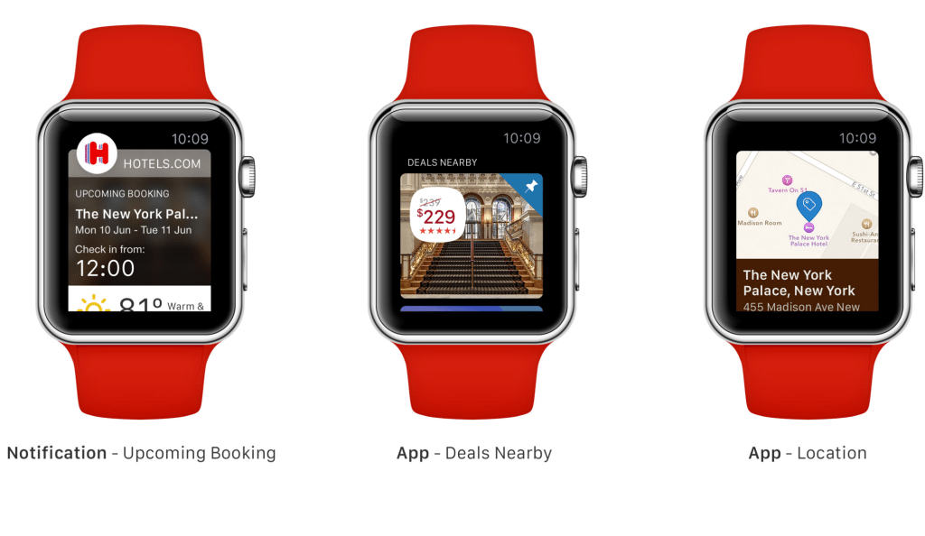 The Hotels.com Apple Watch app.