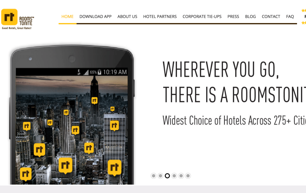 RoomsTonite is mobile app for last-minute hotel bookings in India.