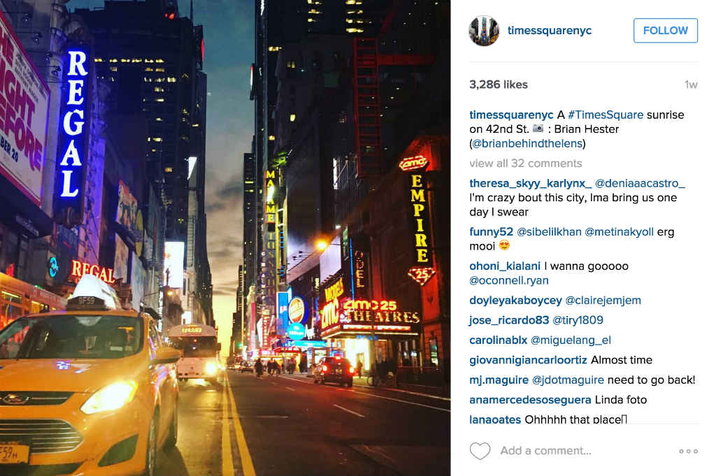 Times Square New York City is one of the most Instagrammed places in the world.