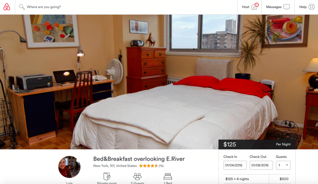 An Airbnb listing in New York City.
