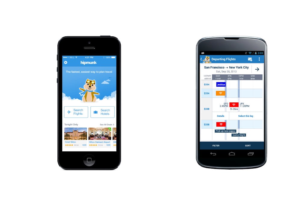 Hipmunk's apps for iOS and Android. 