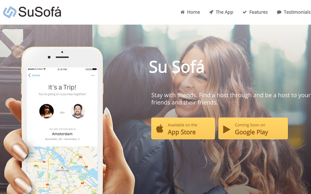 SuSofa helps travelers find friends to stay with around the world using their social media networks.
