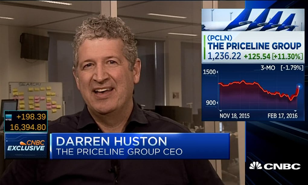 Priceline Group CEO Darren Huston appearing on CNBC to discuss Q4 2015 earnings. 
