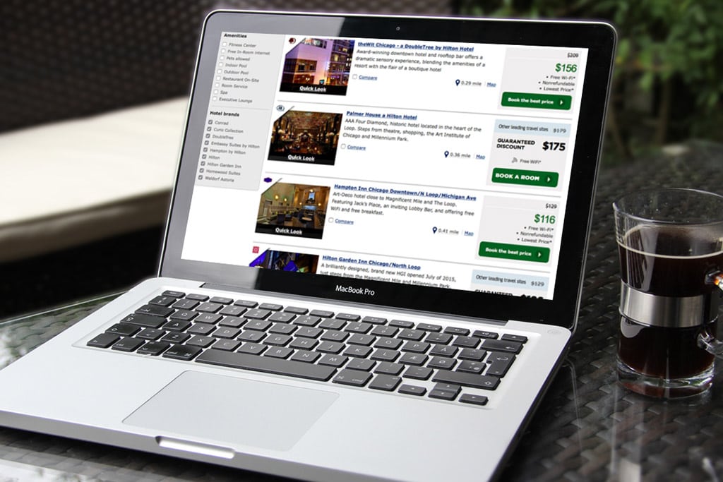 Hilton is pushing direct booking on its brand.com sites as well as sites like TripAdvisor. 