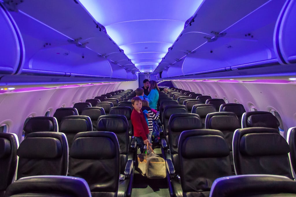A family boards a Virgin America aircraft in 2010.