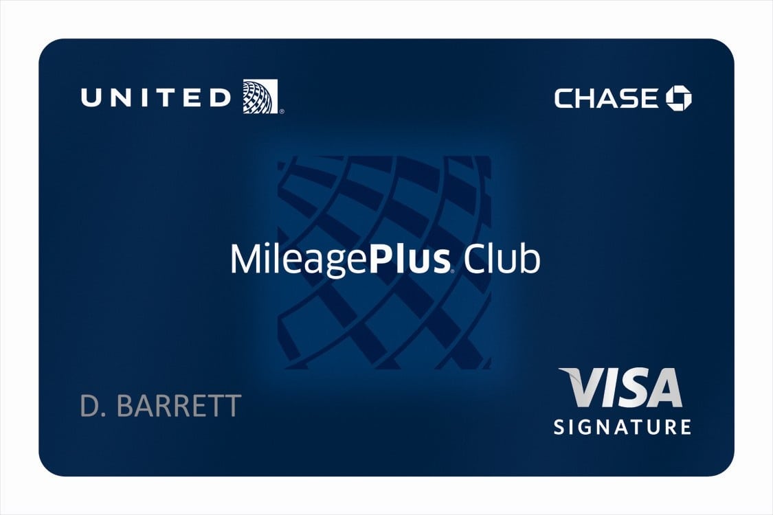 A rendering of a MileagePlus Chase Sapphire Preferred card. 