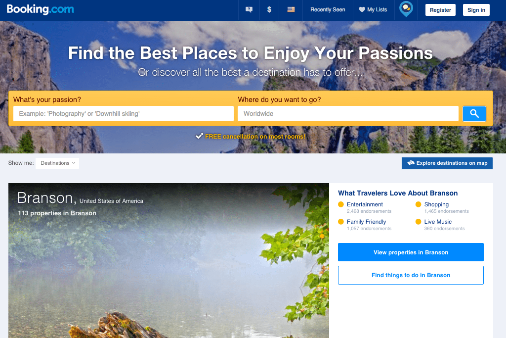 Booking.com's new search feature helps travelers explore destinations based on their interests.