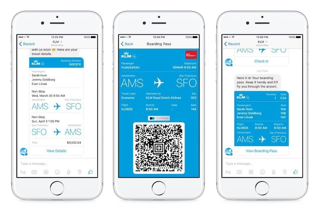 Facebook is expanding the functionality of its Messenger app to include flight schedule information and boarding passes.