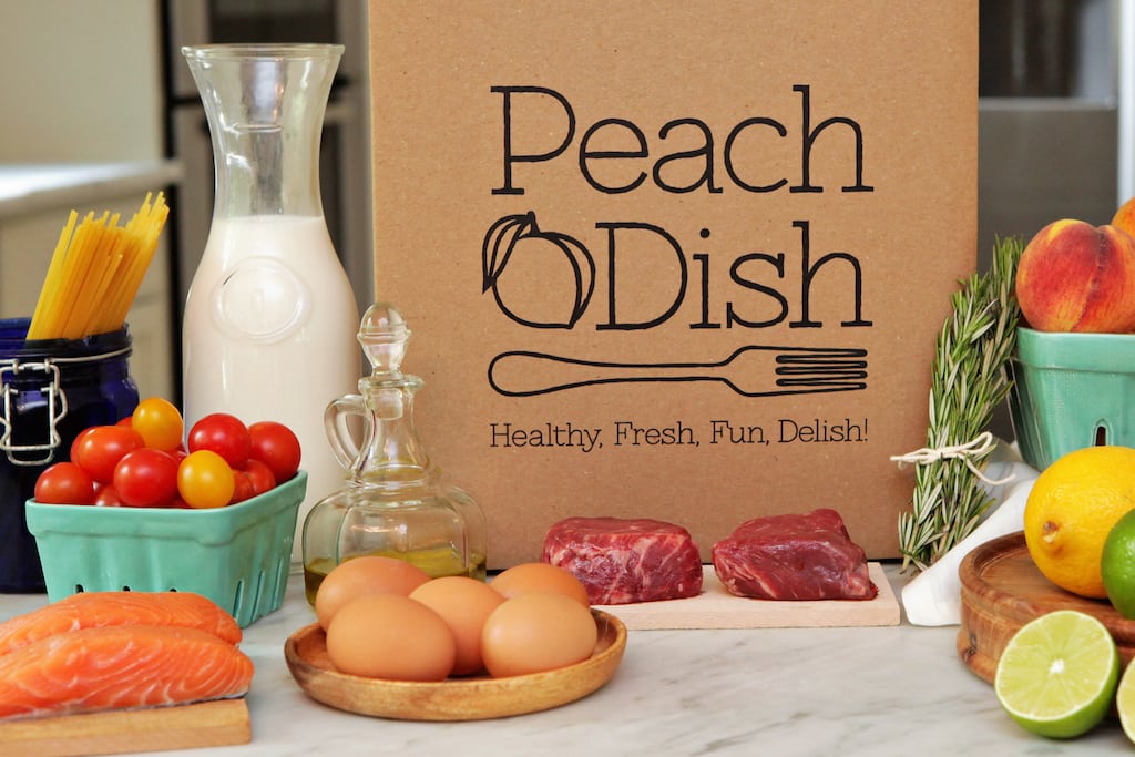 Promotional image of a PeachDish delivery. 