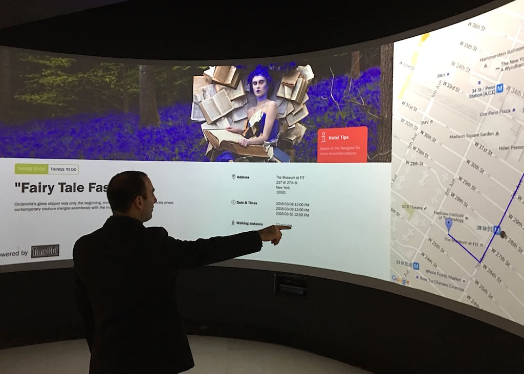 David DiFalco, GM of Renaissance New York Midtown Hotel, triggers the hotel's immersive video wall in the lobby.
