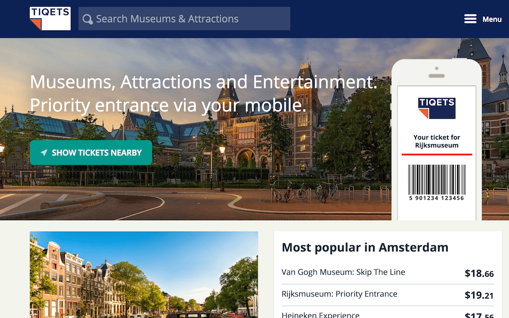 Tiquets provides travelers with instant, mobile tickets for attractions such as museums, shows and other points of interest.