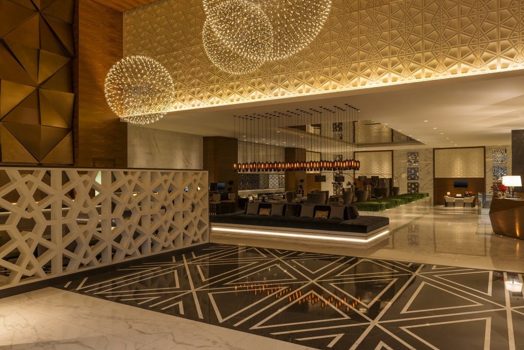 Lobby of the Sheraton Grand Hotel Dubai.