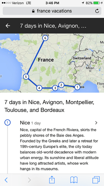 google suggested itineraries