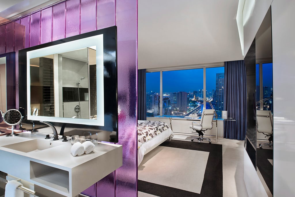 Interior of a room at the W Hotel Bangkok. Part of Starwood's benefit to Marriott is the company's extensive network of properties in Asia. 