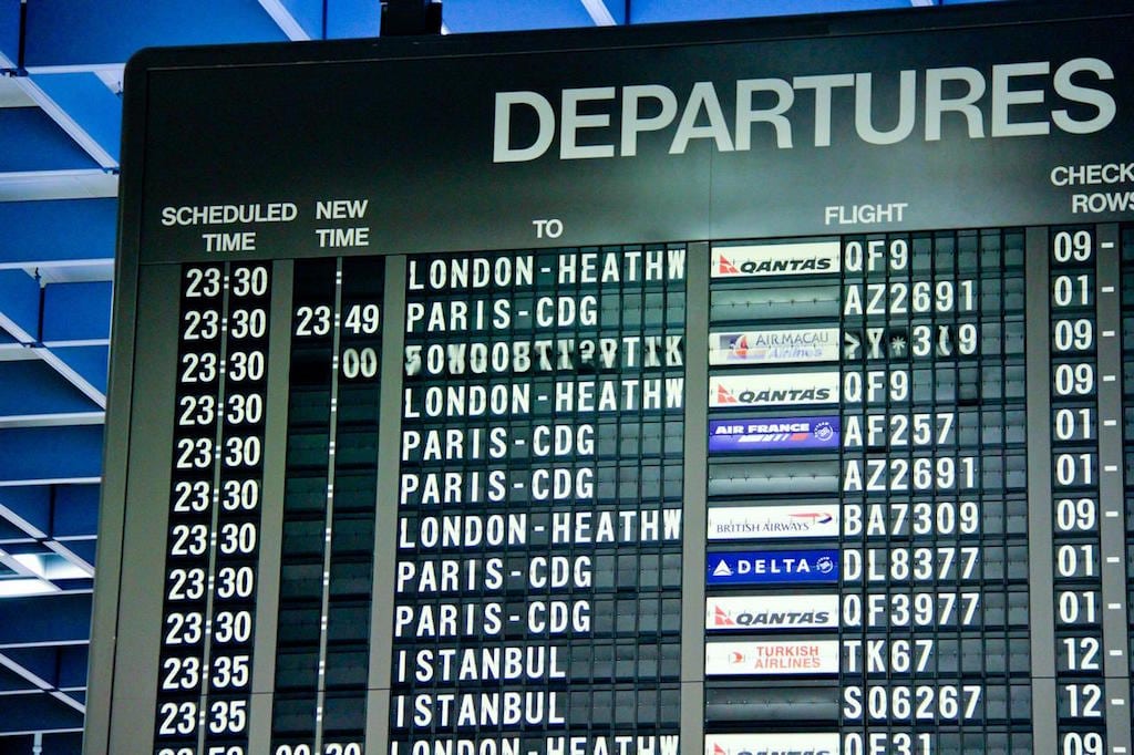 The departures board at Singapore's Changi Airport