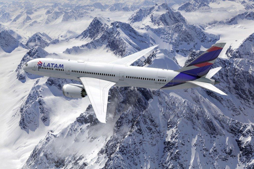 Latam's new livery on a B787-9 Dreamliner aircraft. Delta and the SkyTeam alliance have been historically weak in South America, but there could be some major loyalty shiffs once Delta's deal with Latam is finalized and set in motion.