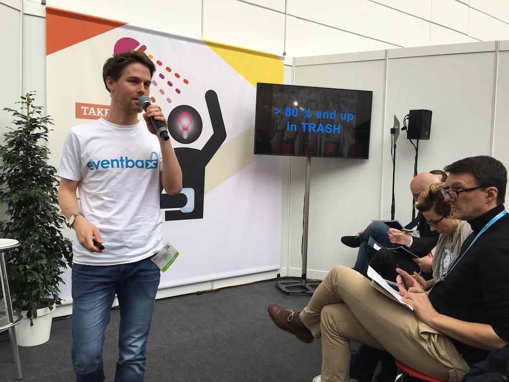 Co-founder Marc Grewenig pitches Eventbaxx at this year's IMEXPitch Contest in Frankfurt.
