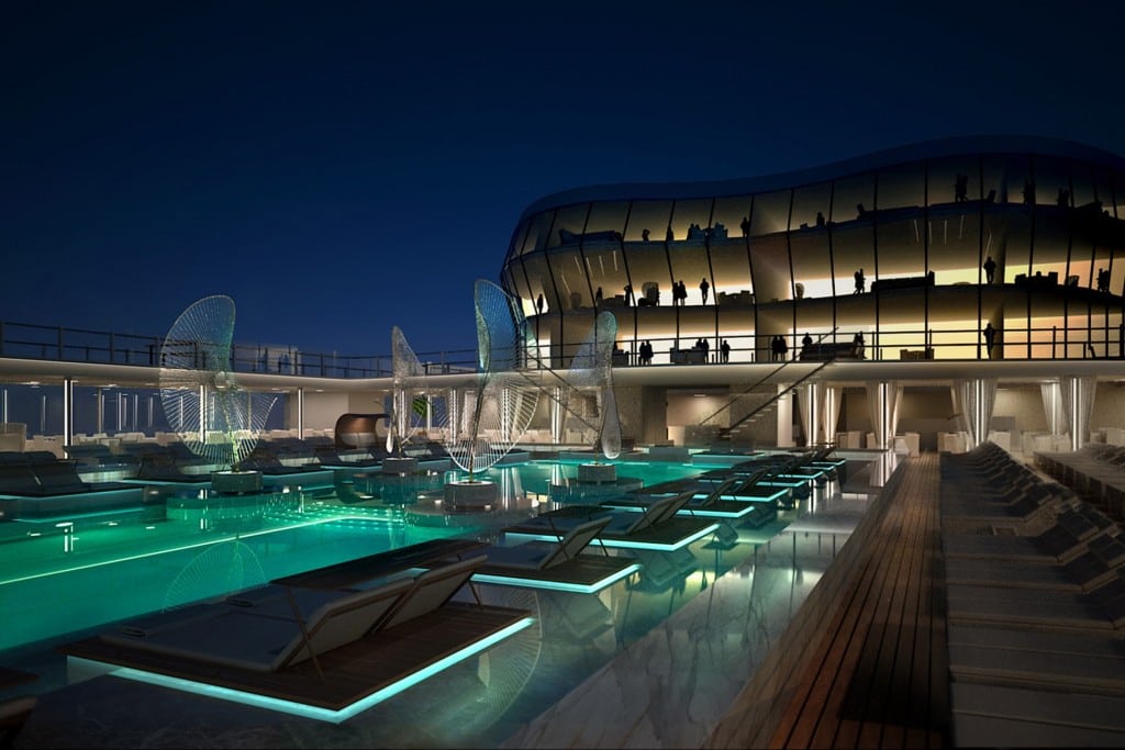This is a file photo of the MSC Meraviglia, the main pool. The MSC Orchestra departed Venice June 5, 2021.