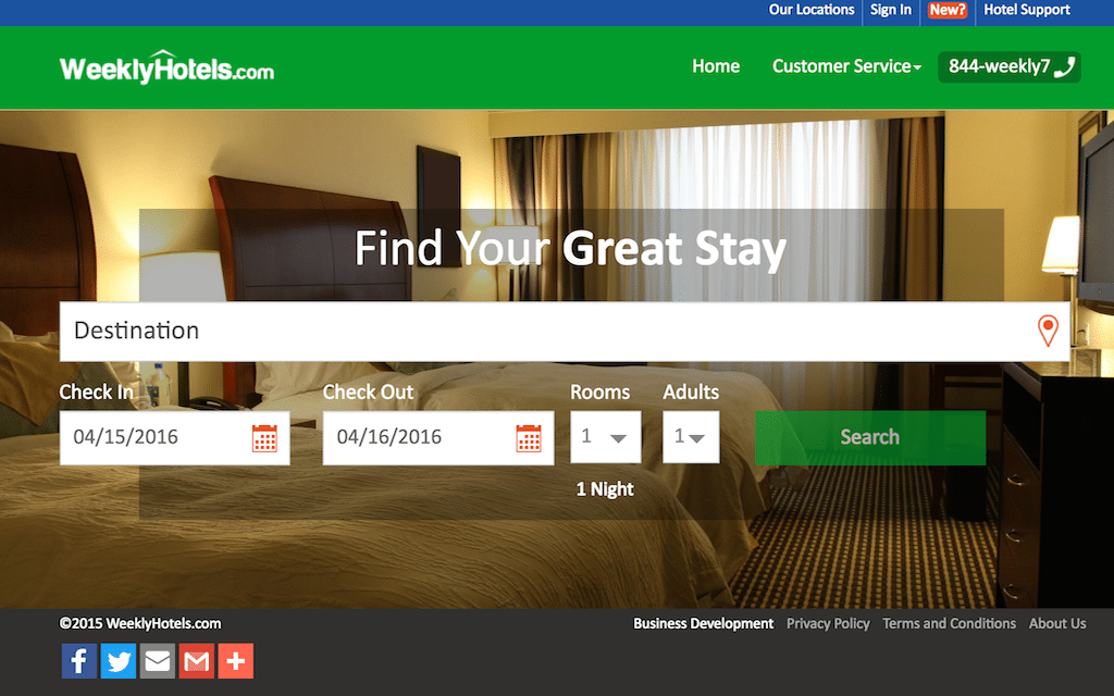 WeeklyHotels is a hotels booking site.
