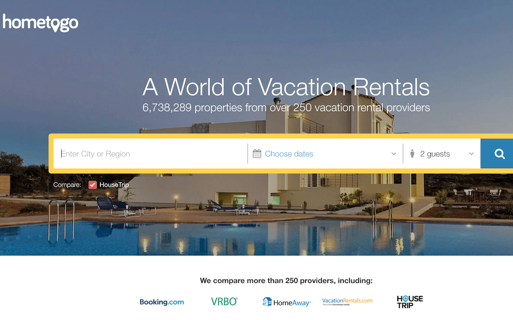 HomeToGo is a vacation rental metasearch site.