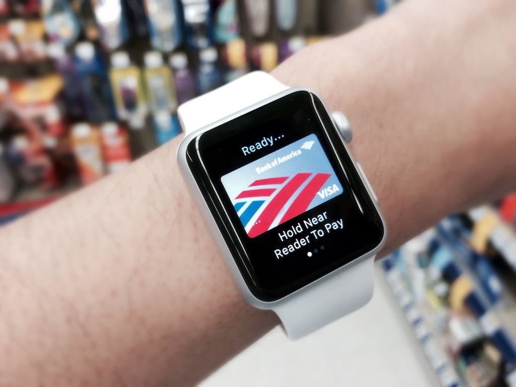 Apple Pay in use on an Apple Watch.