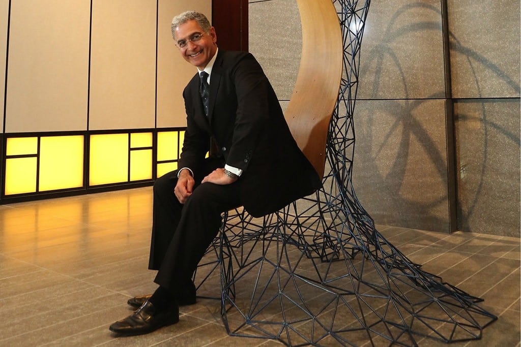 Hyatt CEO Mark Hoplamazian is pictured at the Andaz Tokyo. Hyatt Hotels Corp. has sent a letter to NH Hotel Group SA expressing interest in taking over the Spanish hotel company.