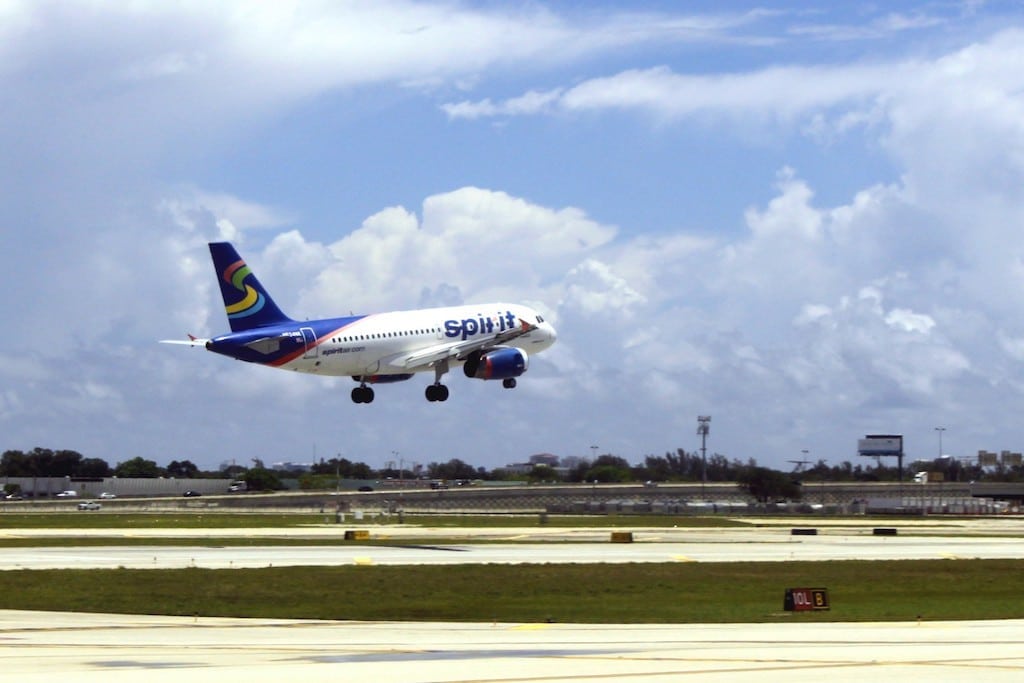 A Spirit Airlines A319 leaving Fort Lauderdale, Fla.